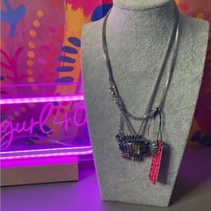 Betsey Johnson Rhinestone Fish Necklace/Brooch